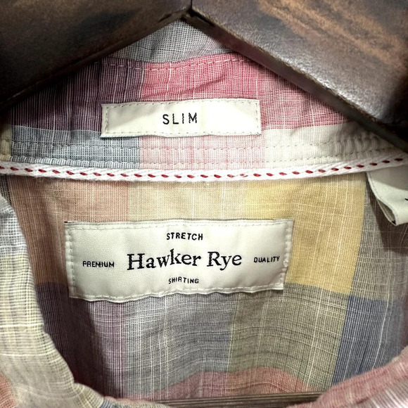 Hawker Rye Button Down Shirt Men Large Multicolor Colorful Plaid Slim Fit Preppy - Picture 2 of 9